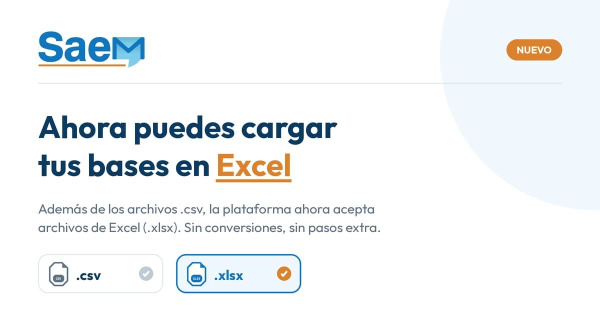 la plataforma ahora permite cargar archivos en formato Excel (.xlsx), además de los tradicionales archivos .csv.
